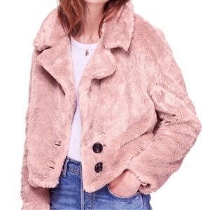 Free People Pink Faux Fur Jacket